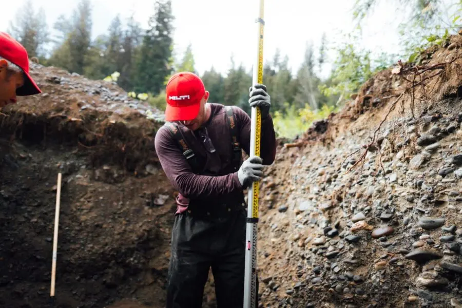 Soil assessment in a test pit for a septic system design