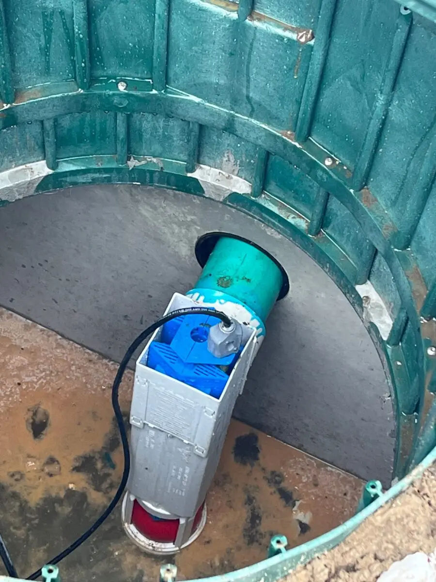 Effluent pump inside a septic pump chamber